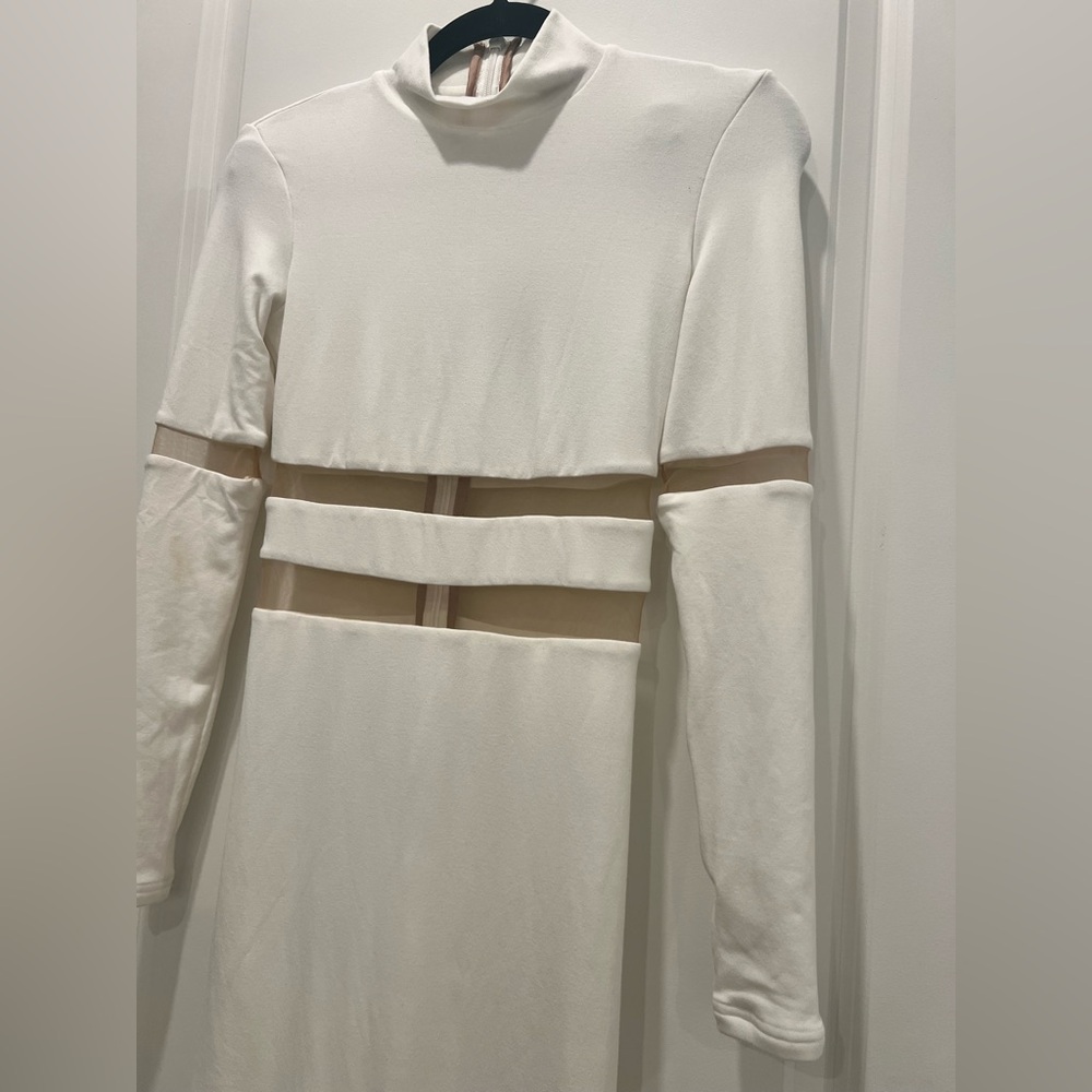 NWT JLUXLABEL White Mesh Panel Bodycon Dress Size S - Picture 3 of 8